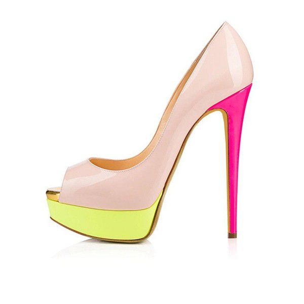 High heeled waterproof platform fish mouth patent leather single shoes 