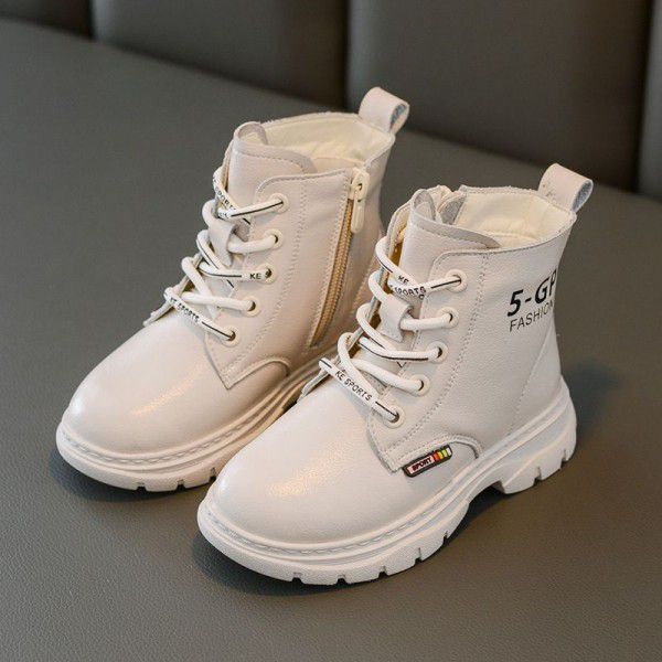 Girls' Martin Boots Spring and Autumn Children's Single Boot Autumn New White Princess Children's Boots 