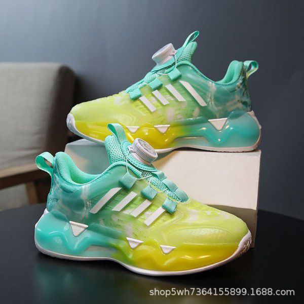 Boys' Shoes Spring and Autumn New Rotary Button Boys' Versatile Running Shoes Middle and Big Children's Sports Shoes 