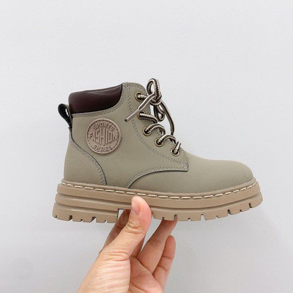 Children's Little Yellow Boots Autumn and Winter New Children's Shoes Boys and Girls' Martin Boots Middle and Big Children's Leather Boots 