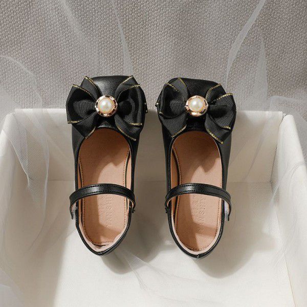 Girls' Single Shoes Princess Shoes New Baby Leather Shoes Soft Sole Grandma Shoes Children's Bean Shoes 