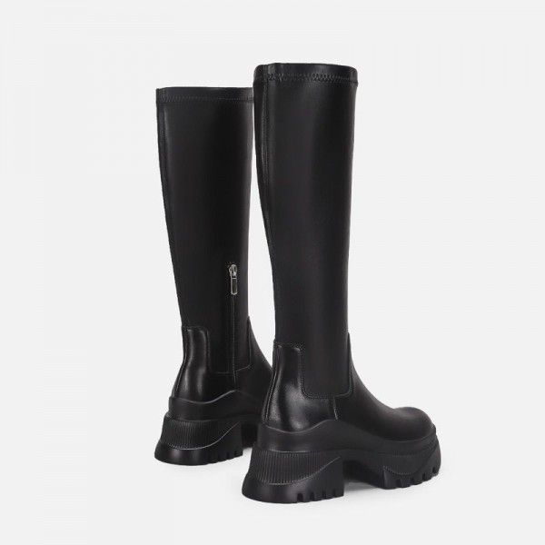 High boots, new black high rise and slimming knight boots, Martin boots below knee height 