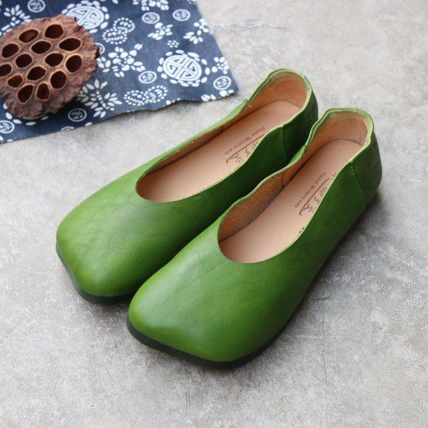 Square toe casual shallow mouthed flat bottomed so...