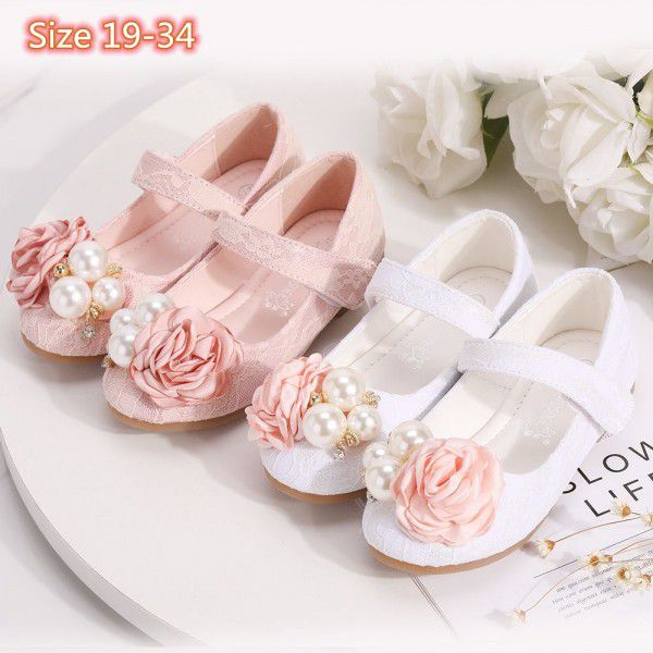 Girls' Princess Shoes Children's Leather Shoes Flower Dress Baby Shoes 
