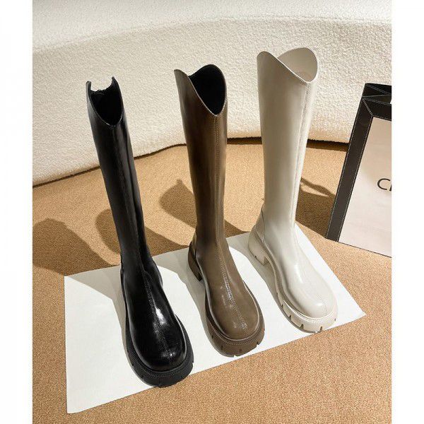 Large size long boots for women, new V-necked high...