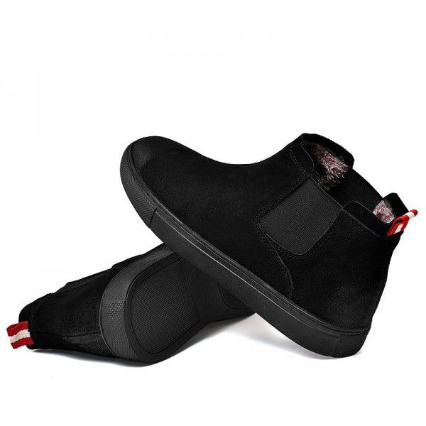 Autumn and Winter New Men's Fashion Brushed Color Anti Fleece Frosted Genuine Leather Mid Top Casual Leather Boots Comfortable Plus Fleece Footwear 