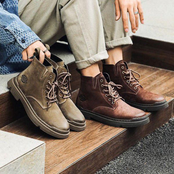Autumn New Martin Boots Men's Boots Genuine Leather Short Boots Men's Martin Boots Popular Workwear Boots 