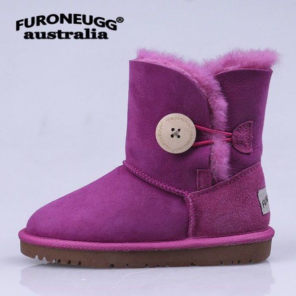 Autumn and Winter Parent-child Warm Children's Snow Boots Anti slip Cow Rib Sole Mid Sleeve Girls' Leather Boots Cotton Boots 