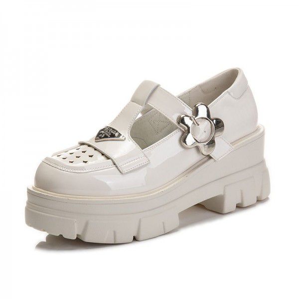 Mary Jane Shoes Women's English Style Small Leather Shoes New Women's Shoes Summer Thick Heels Shoes Shallow Mouth Casual Lefu Single Shoes 