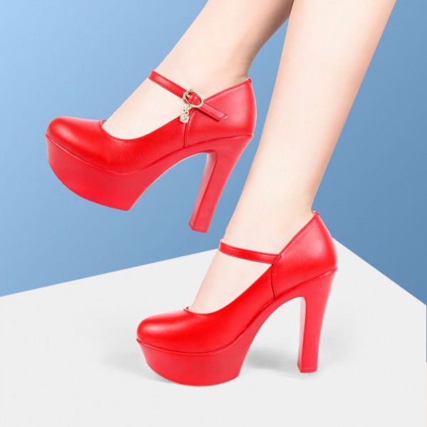High heeled shoes, wedding thick heels, new runway shoes 