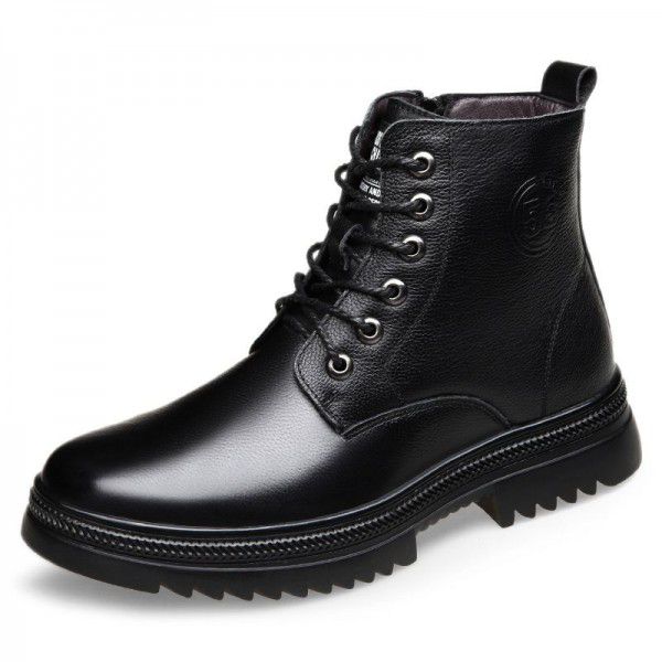 British Martin boots, men's autumn and winter plush insulation cotton boots, large toe work clothes, high top men's leather boots, trendy 