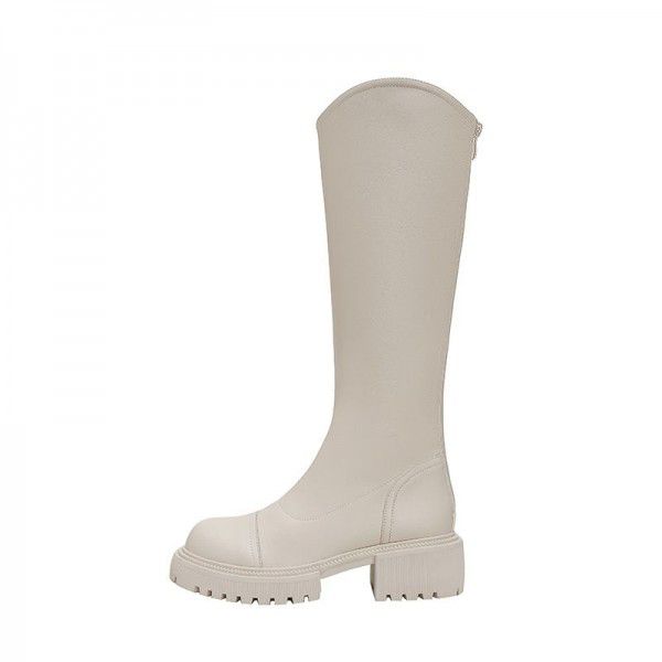Long boots for women in autumn and winter, new small and knee length genuine leather boots, thick soles, high heels, and high boots for knights 