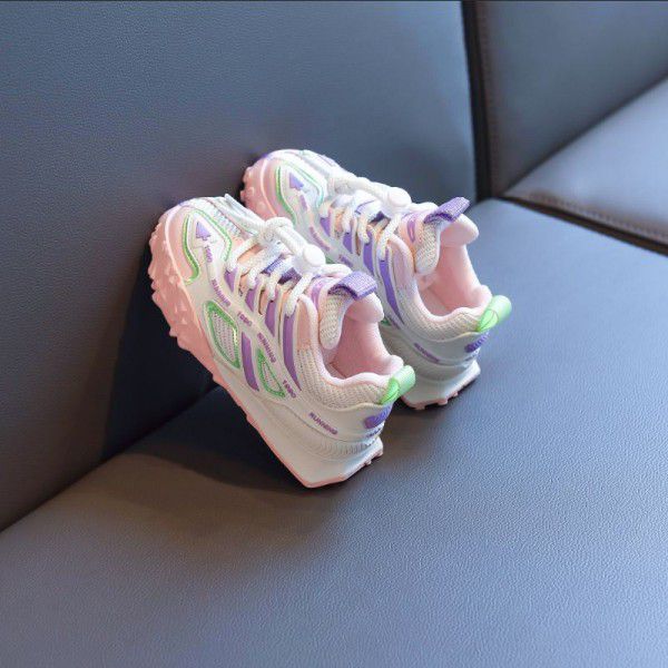 Children's Sports Shoes Autumn New Mesh Breathable Girls' Dad Shoes in Big Boy Fashion Brand Casual 
