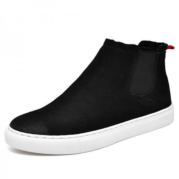 Autumn and Winter New Men's Fashion Brushed Color Anti Fleece Frosted Genuine Leather Mid Top Casual Leather Boots Comfortable Plus Fleece Footwear 