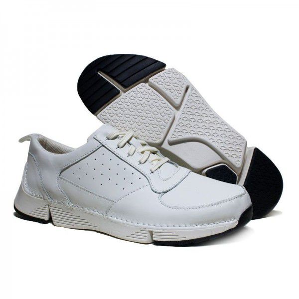 Breathable low top cowhide casual leather shoes, sports running shoes, lightweight small white shoes for men 