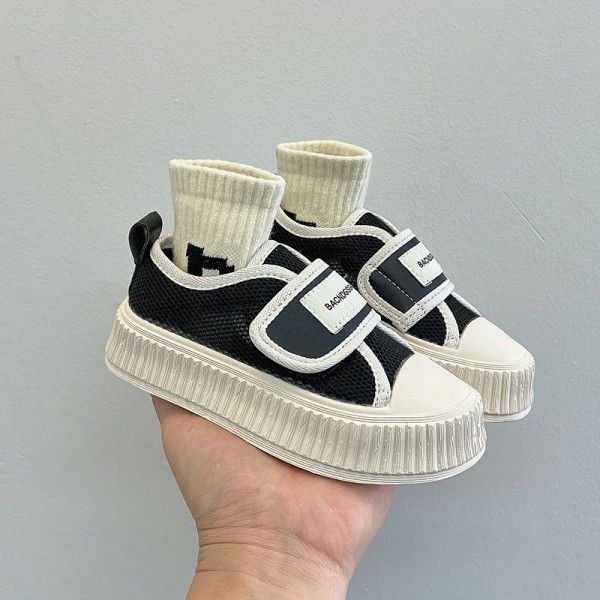 Children's Tennis Shoes Summer New Korean Edition Soft Sole Boys' Single Mesh Board Shoes Medium Size Girls' Cookie Mesh Shoes Breathable 
