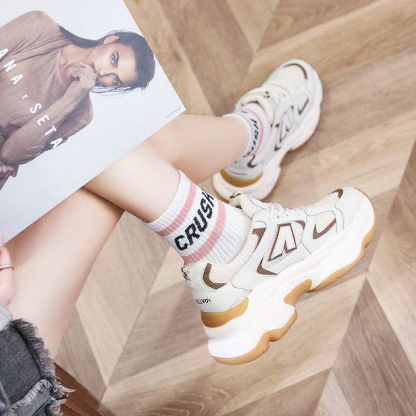 Seasonal New Versatile Couple Breathable Thick Sole Women's Shoes Sports Shoes Casual Elevated Shoes 