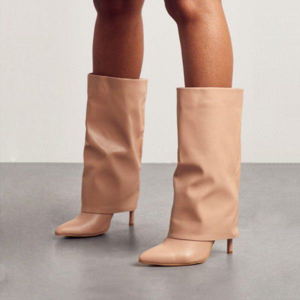 Spring and Autumn New Fine Heel High Heels, Trouser Sleeve Boots, Large Size Women's Boots, Fashion Women's Shoes 