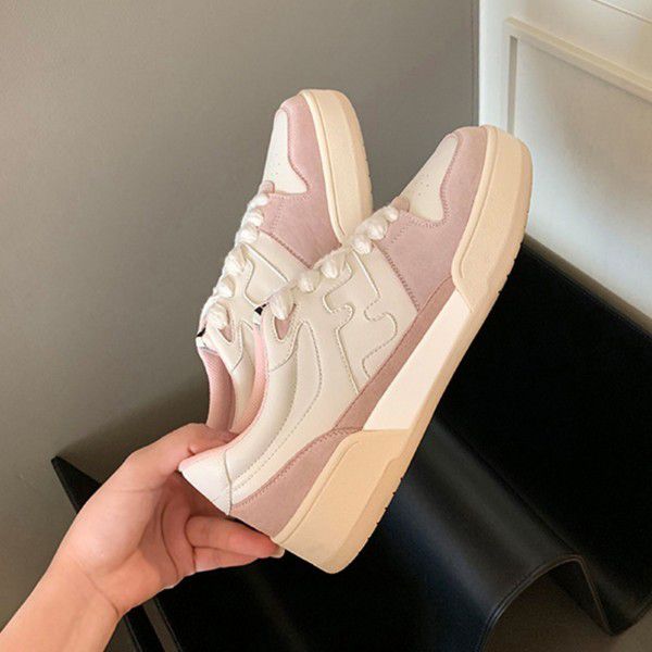 Sports Dad Shoes Round Toe Lace up Thick Sole Casual Low Top Board Shoes for Women 
