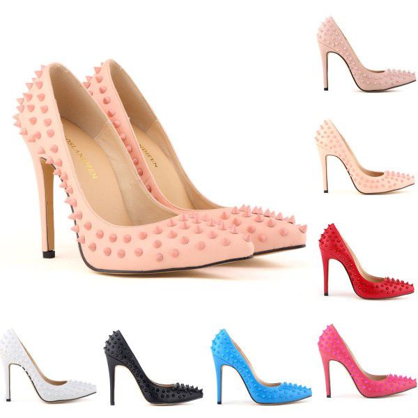 Lorantine pointed matte rivet thin high heels nightclub women's shoes wedding banquet ball shoes 