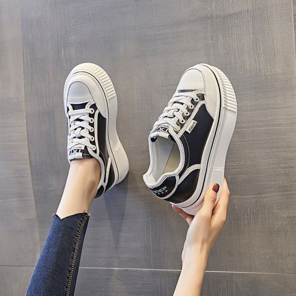 Genuine leather small white shoes for women's autu...