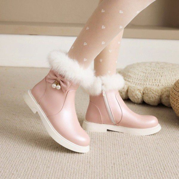 Girls' short boots, spring and autumn children's b...