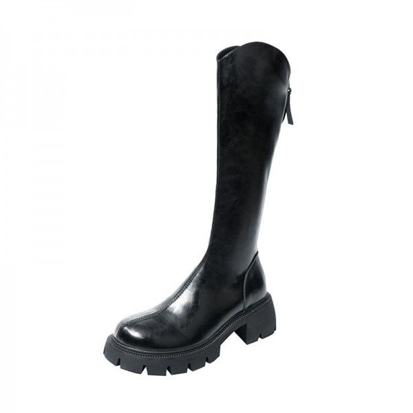 Large size long boots for women, new V-necked high leg knight boots with increased height inside, small size long leg skinny boots for women 