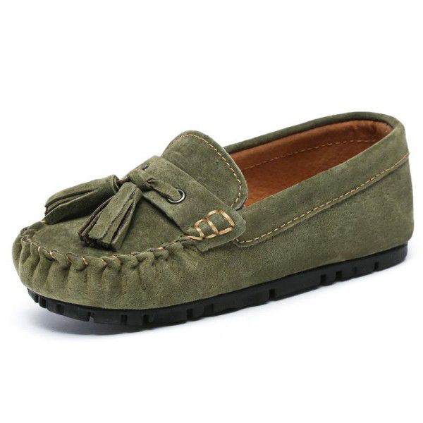 Autumn New Genuine Leather Mid size Boys' Shoes British Tassel Fashion Shoes Girls' Princess Shoes 
