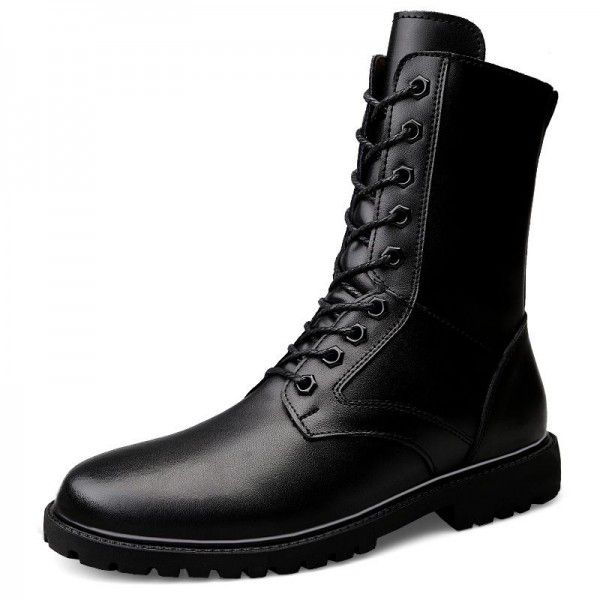 Winter New High Top Martin Boots Men's Boots with Velvet Zipper Men's Boots Leather Boots 