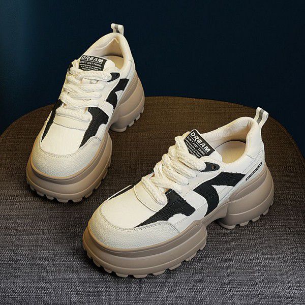 Thick soled spring new style sponge cake shoes for women's versatile and elevated sports casual shoes 