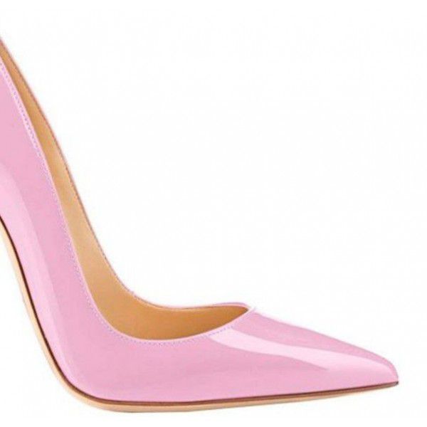 Black patent leather high heels, women's slim heels, pointed toe, shallow mouthed party shoes, solid color single shoes, oversized wedding shoes 