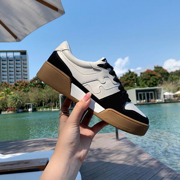 Sports Dad Shoes Round Toe Lace up Thick Sole Casu...