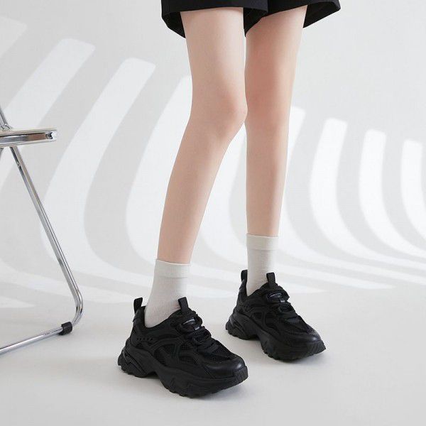 Women's shoes, dad's shoes, thick soles, new versatile spring and summer mesh, breathable, casual, elevated, and lightweight sports shoes for women 