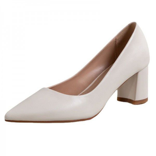 Shoes with thick heels, women's spring and summer new women's shoes, simple high heels 