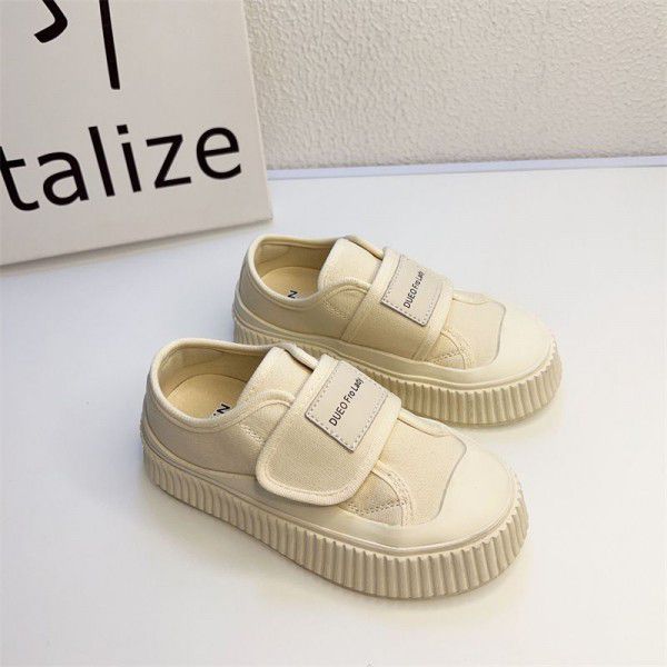 Girls' Shoes Canvas Shoes Children's Spring New Velcro Boys' Cricket Shoes 