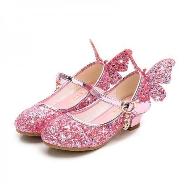 Girls' High Heel Princess Leather Shoes Spring and Autumn New Children's Single Shoes 