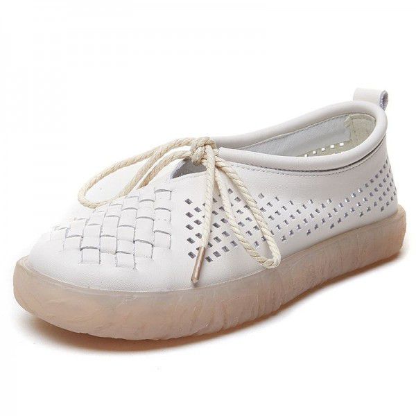 New Summer Sen Women's Pregnant Women's Shoes Anti slip Nurse Shoes Soft Sole Genuine Leather Hollow Sandals 