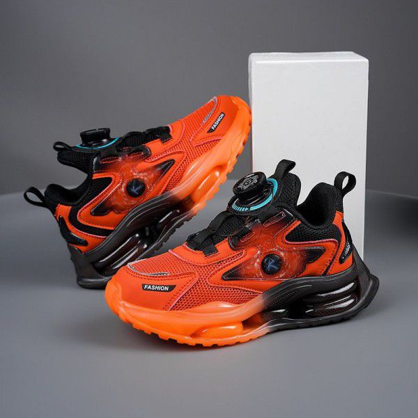 Boys' shoes New summer breathable mesh surface Summer casual sports shoes Children's rotating button running shoes 