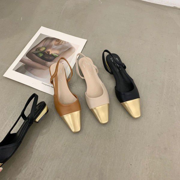 French low heeled small fragrant style baotou sand...