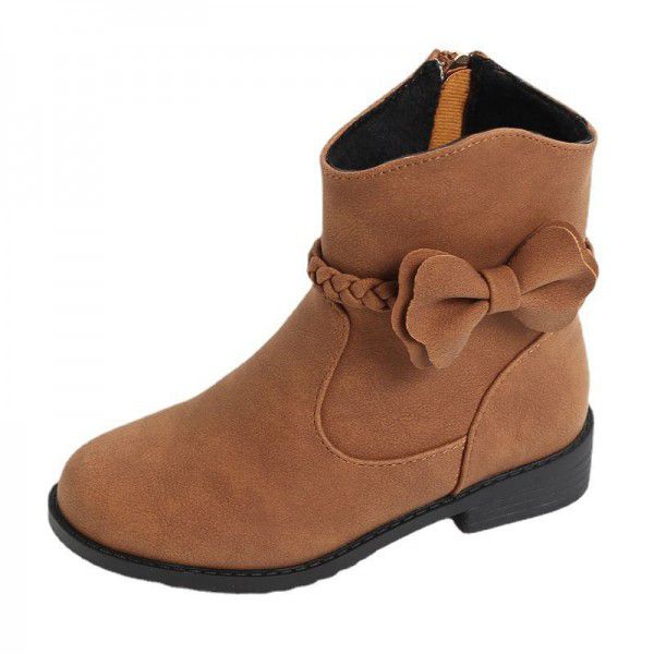 Girls' White Boots Spring and Autumn Children's Short Boots Little Girls' Martin Boots Low Barrel Short English Style Thick Sole Single Shoe 