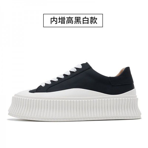 Women's shoes, small white shoes, genuine leather sponge cake biscuit shoes, casual board shoes 