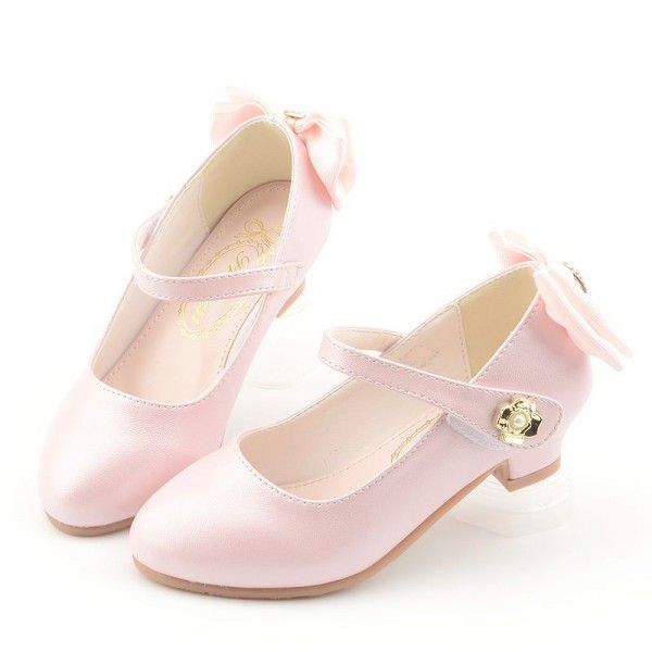 Spring New Girls' Shoes Small High Heel Leather Shoes Big Children's Princess Shoes Korean Edition Children's Shallow Mouth Mesh Red Single Shoes 