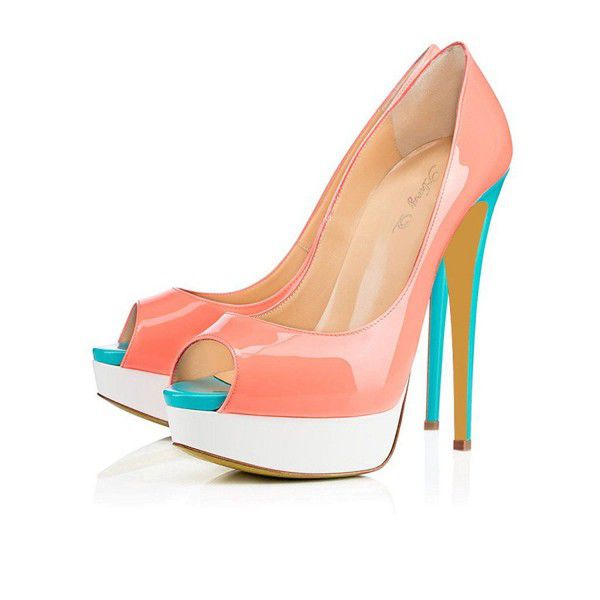 High heeled waterproof platform fish mouth patent leather single shoes 