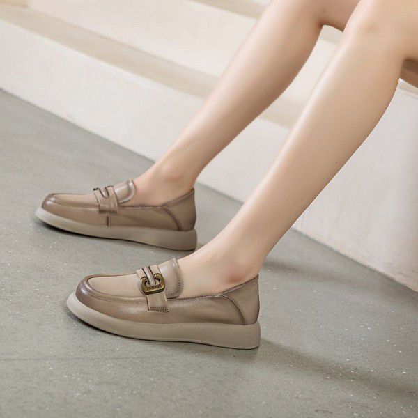 Top layer cowhide soft soled grandma's shoes for w...