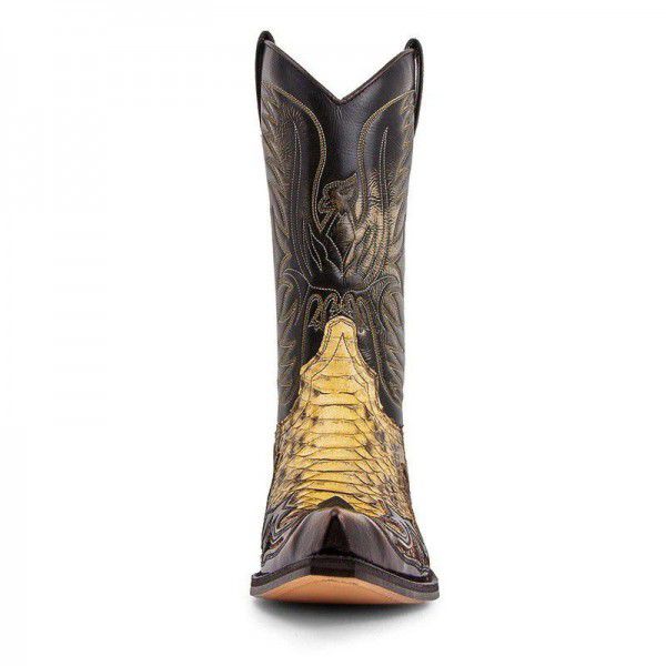 European and American men's retro knight boots with snake embroidery pointed toe ethnic fashion boots 