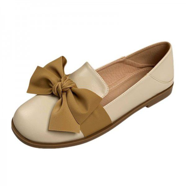Spring and autumn new flat sole single shoes British style small leather shoes women's shoes bean shoes Slip-on shoe 