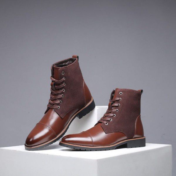 Men's casual high top Martin boots, men's outdoor work clothes, men's shoes, European and American fashion, large size plush cotton shoes 