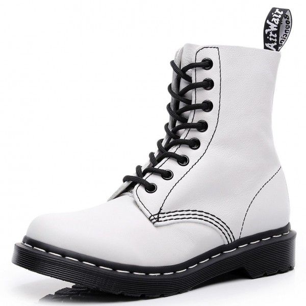 White Martin Boots Women's Genuine Leather Classic...