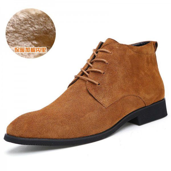 Trendy men's boots, British men's shoes, pointed leather boots, Korean casual boots, oversized men's Martin boots 