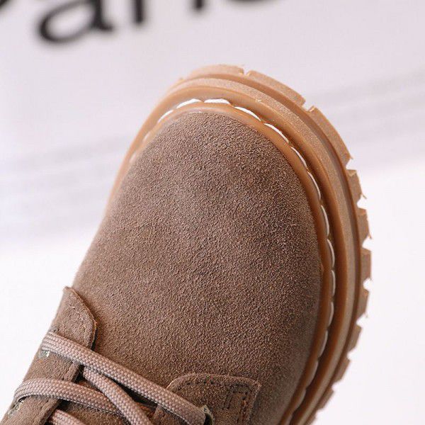 Girls wear two plush leather Martin boots, autumn and winter new children's boots, children's British fashion short boots, leather boots 